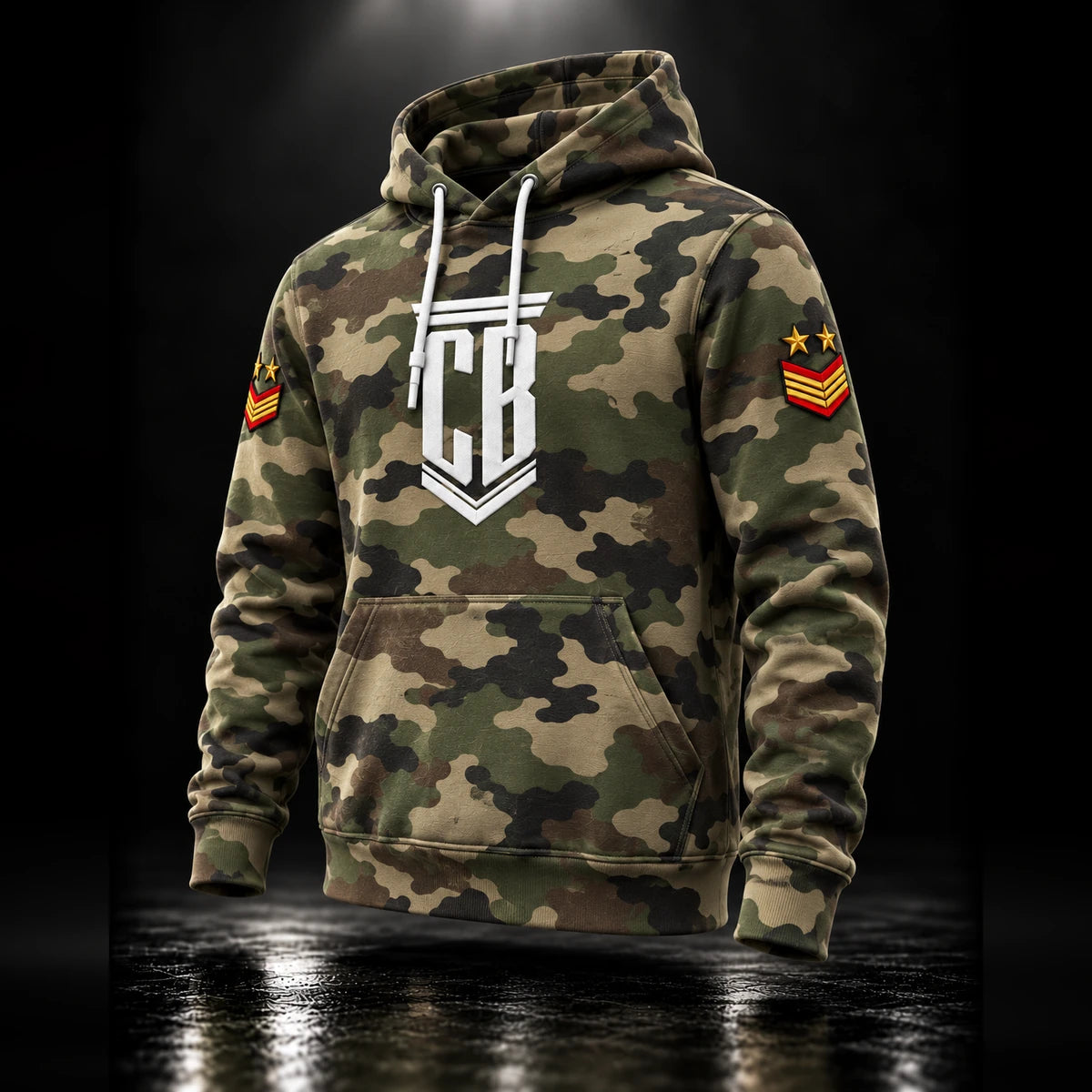 CB Army Hoodie Military Camo – three-quarter