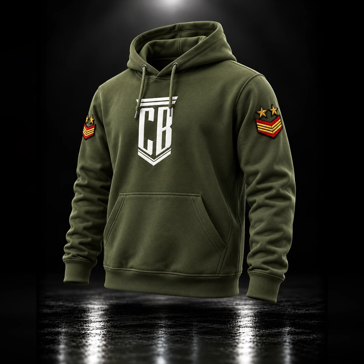 CB Army Hoodie Green – three-quarter