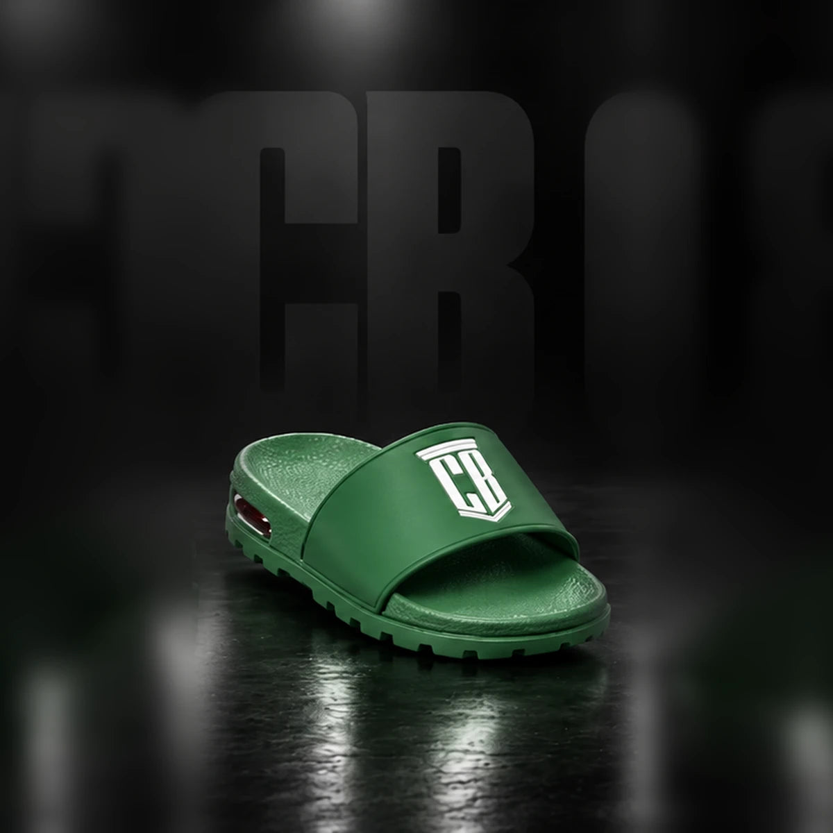 CB Slides Green – three-quarter view